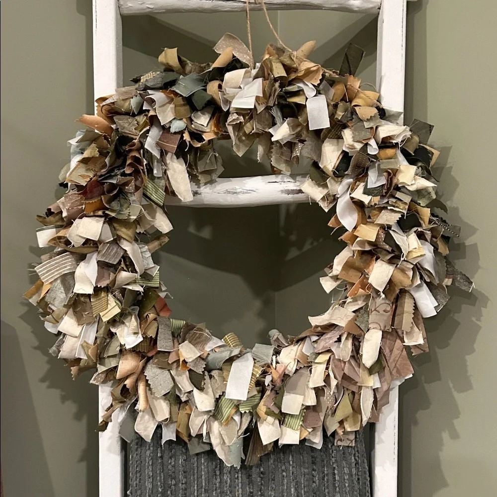 Handmade Rustic Multicolor Fabric Wreath